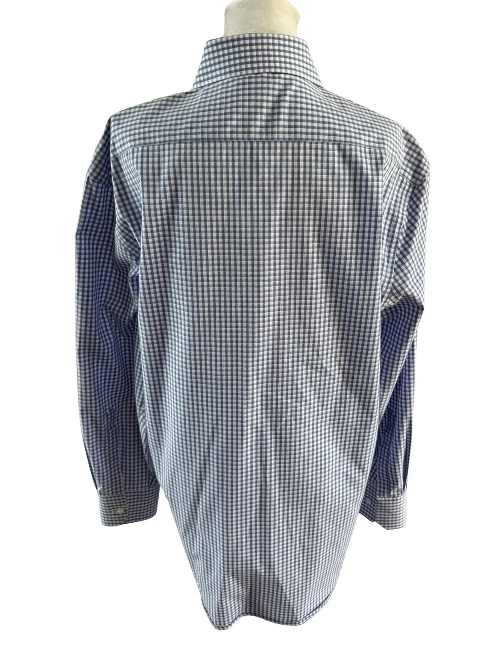 TailorByrd Collection Non-Iron Trim Fit Blue White Check Cotton Dress Shirt 16.5
